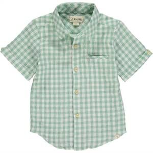 NEW ME & HENRY men’s penzance short sleeve shirt in green plaid